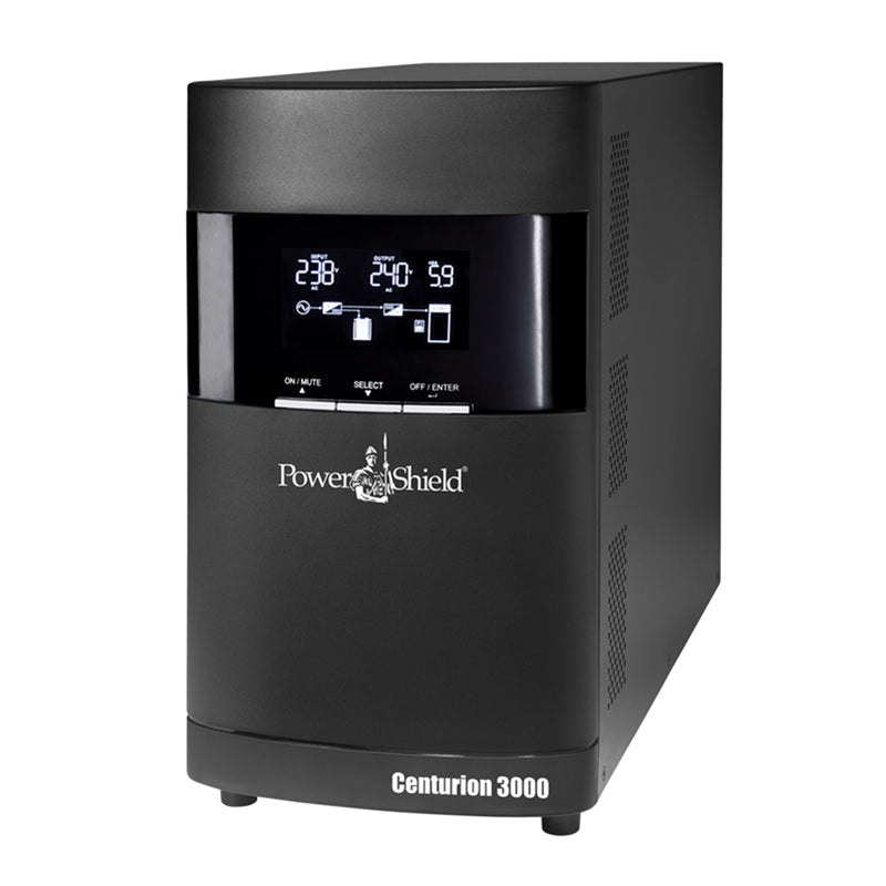 PowerShield Centurion Tower UPS 3000VA/2700W, 15A input, 4 AUS sockets, 15A, C19 x 1, hot-swappable batteries, 2-year warranty PowerShield Centurion Tower UPS 3000VA/2700W, 15A input, 4 AUS sockets, 15A, C19 x 1, hot-swappable batteries, 2-year warranty